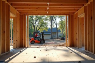 Constructeur examinant des plans de maison avec un client