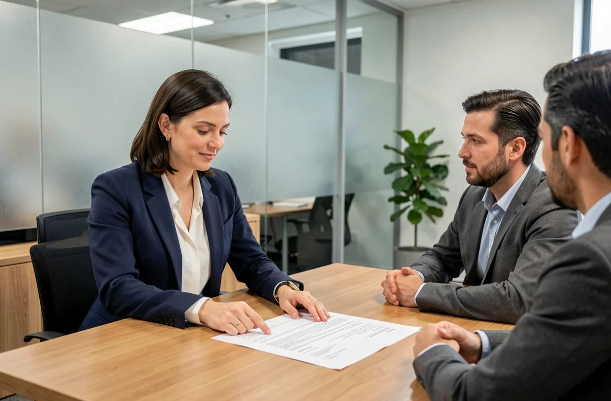 Avocate expliquant les étapes d'annulation d'une vente immobilière pour dol à ses clients