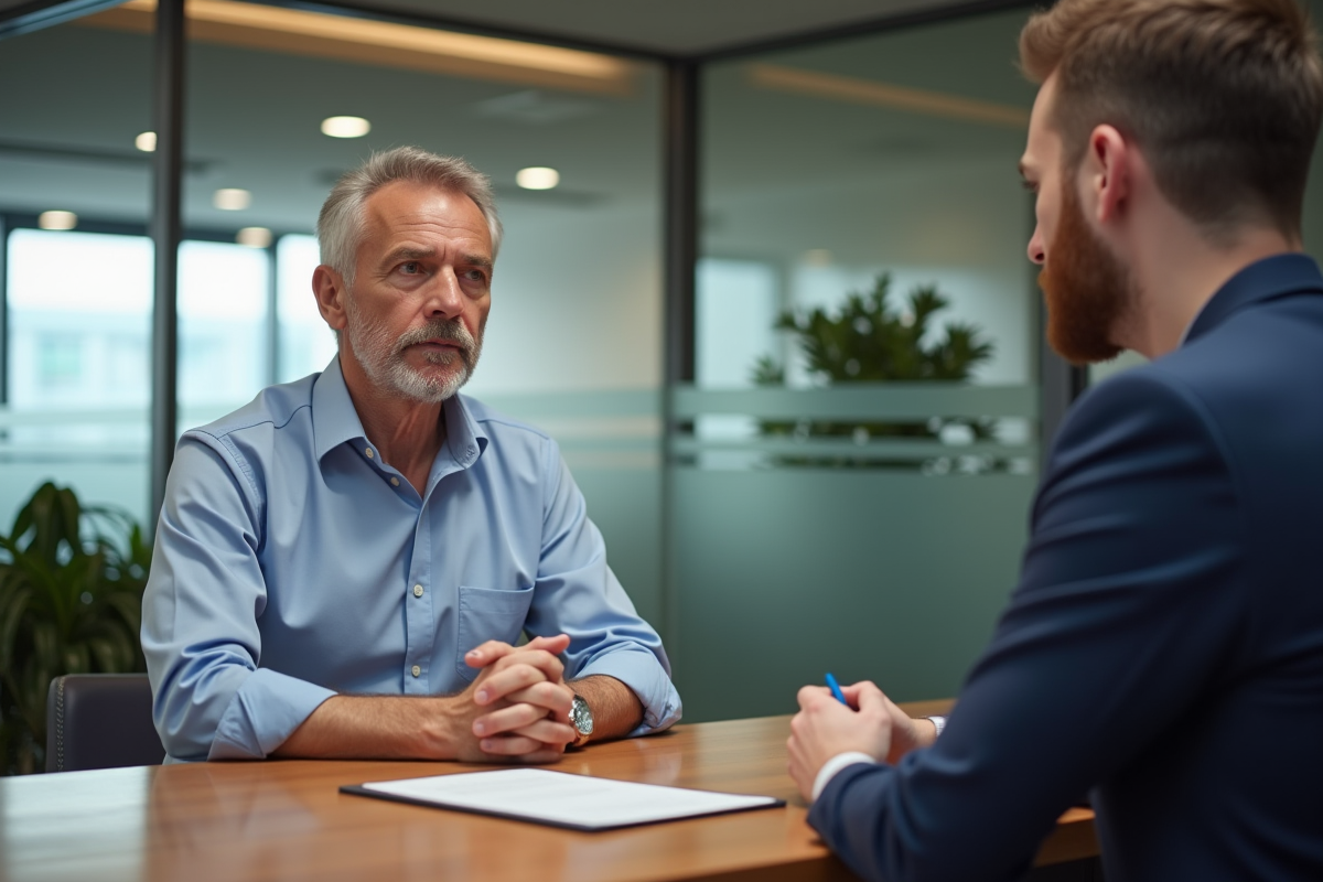 Client signant un contrat dans une agence bancaire