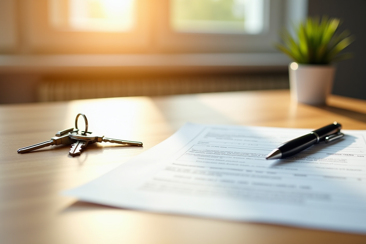 Jeu de clés et contrat de location sur un bureau en bois