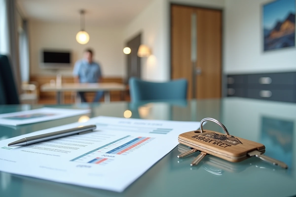 Documents de négociation immobilière et clés d'appartement pour une vente aux Menuires en 2026