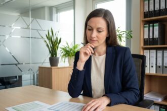 Femme d affaires en tenue professionnelle dans un bureau moderne