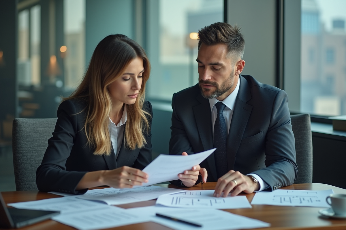 Femme professionnelle discutant avec un banquier au bureau