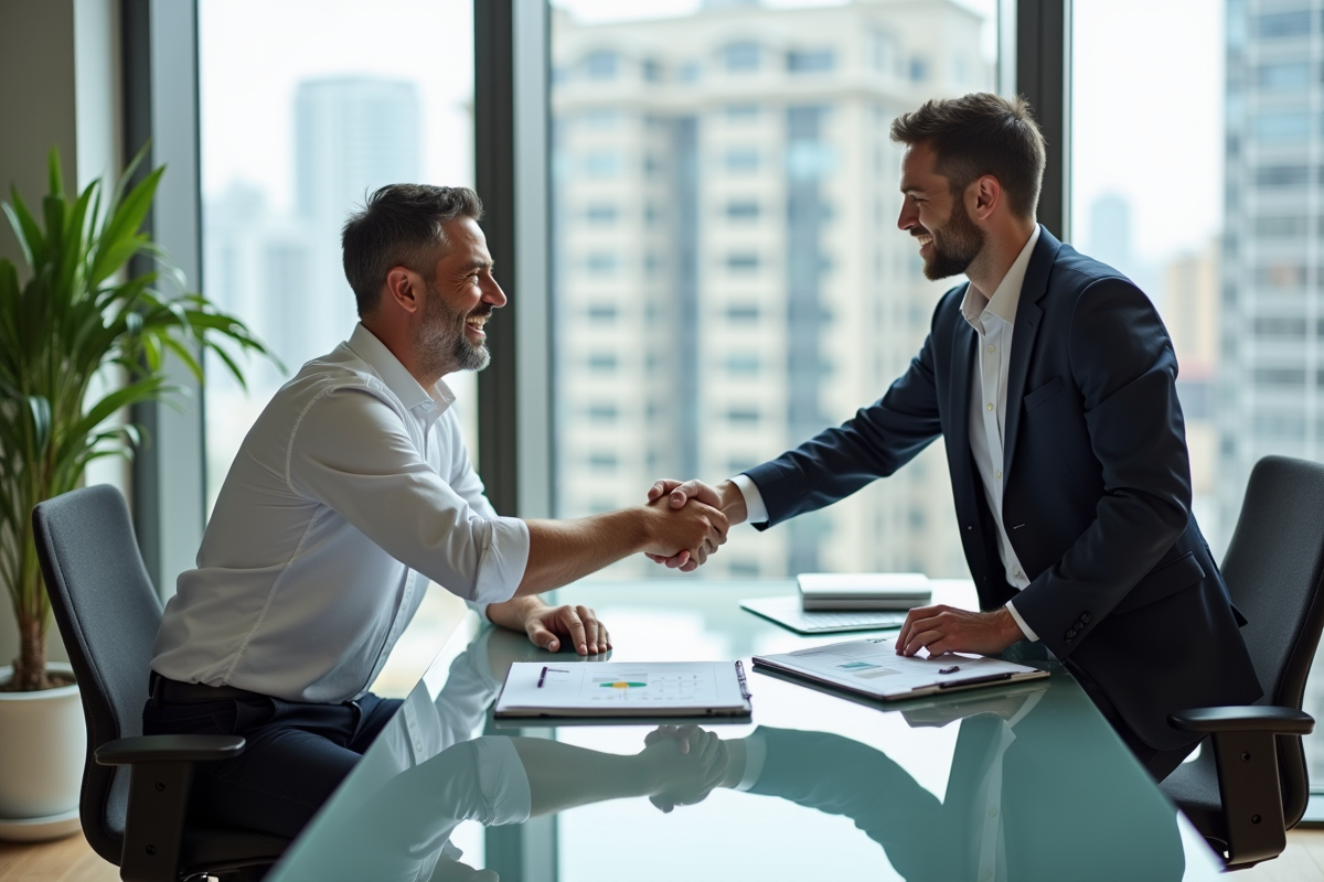 Homme daffaires serrant la main d un consultant au bureau