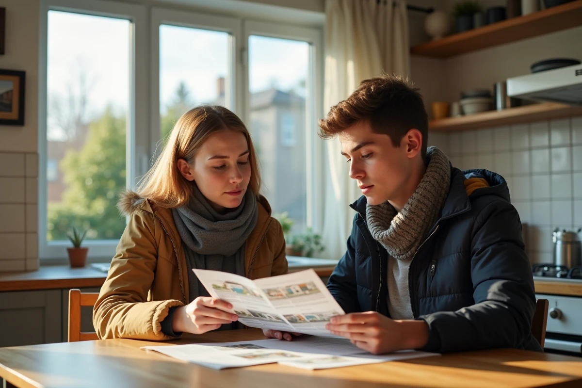 Femme et adolescent discutant dans la cuisine lumineuse