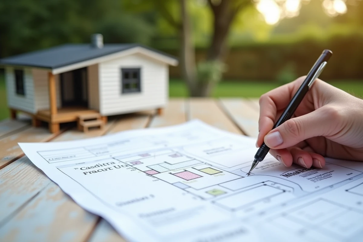 Documents administratifs de permis de construire et plan cadastral pour l'installation légale d'un mobil home sur terrain privé