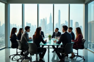 Groupe de professionnels dans un bureau moderne à Dubai