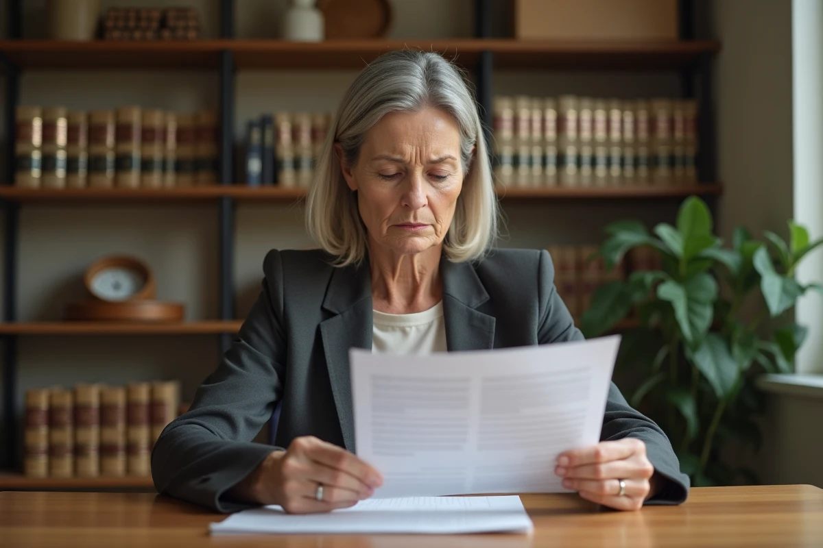 Propriétaire lisant attentivement un document juridique lié au congé pour reprise ou vente selon l'article 15 de la loi du 6 juillet 1989