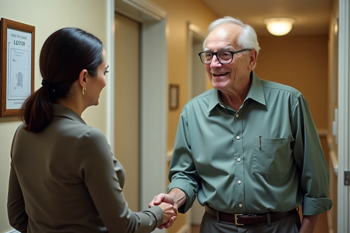 Homme âgé serrant la main d